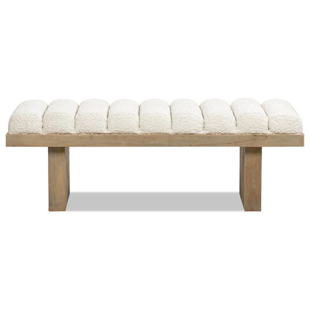 Jennifer Taylor Home Bella Accent Bench with Ivory White Upholstered in Natural, , large