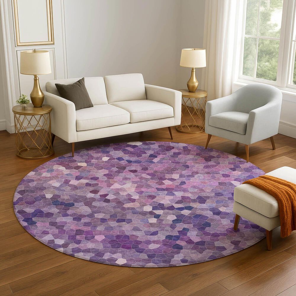 Dalyn Rug Company Kaleidoscope Plum 8' Round Indoor/Outdoor Area Rug, , large