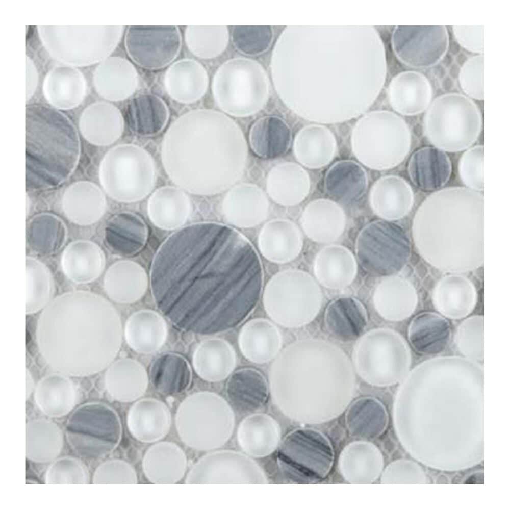 Emser Circle Stone Blend Grazia 12"x12" Glass Mosaic Sheet, , large