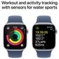 Apple Watch Series 10 GPS + Cellular 46mm Silver Aluminum Case with Denim Sport Band - S/M, , large