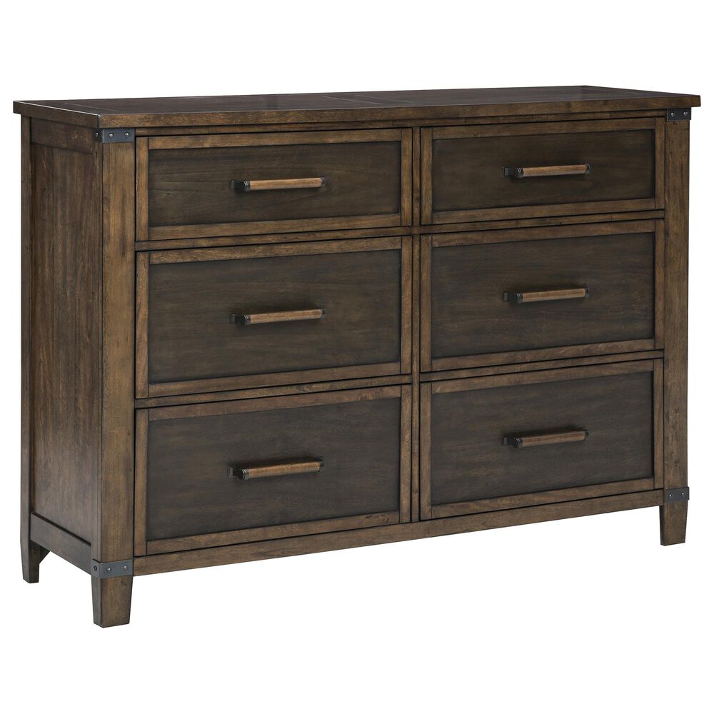 Signature Design by Ashley Wyattfield 6 Drawer Dresser in Walnut Brown and Dark Burnt, , large