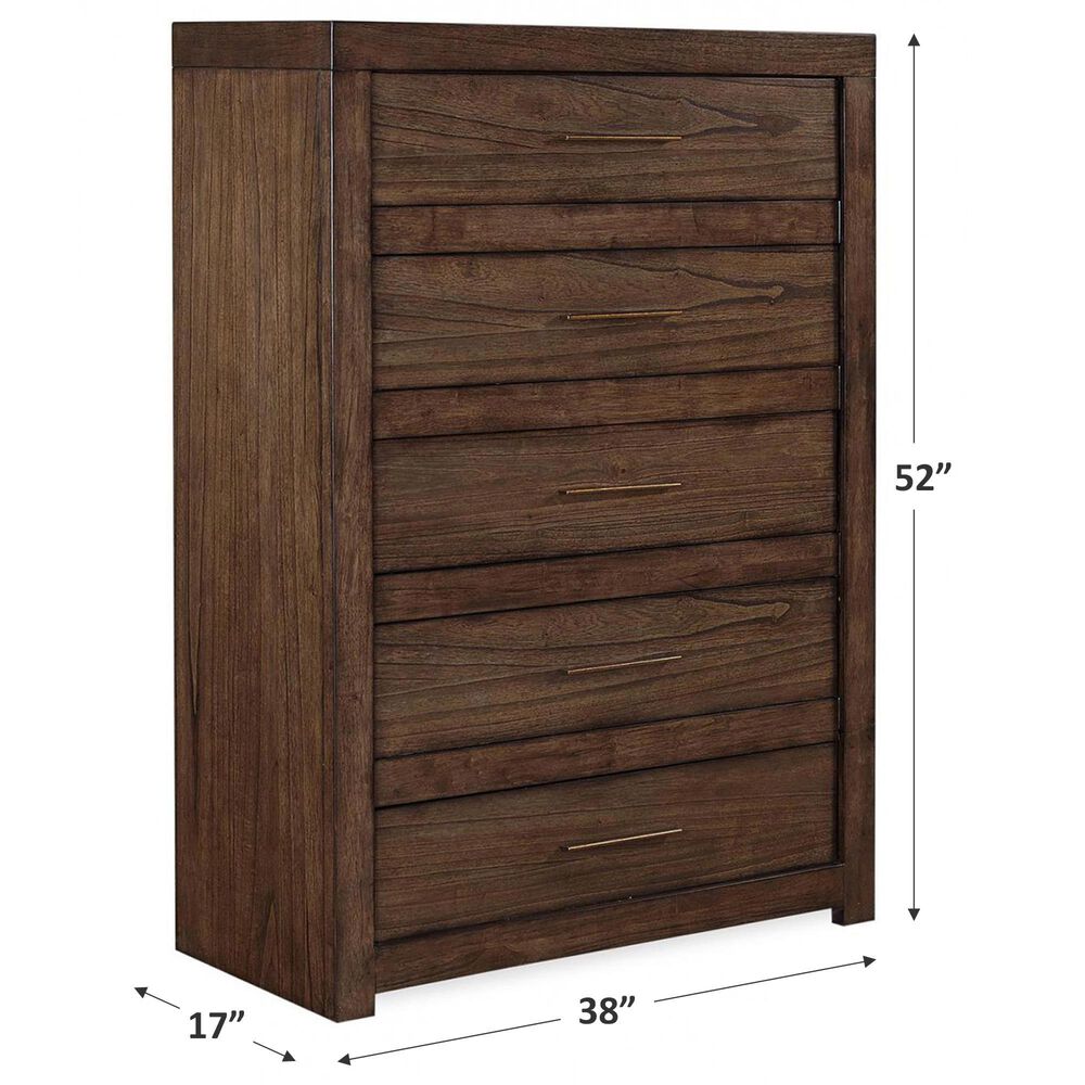 Riva Ridge Modern Loft 5-Drawer Chest in Brownstone, , large