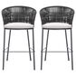 Zuo Modern Freycinet Patio Barstool with Black Frame in Gray (Set of 2), , large