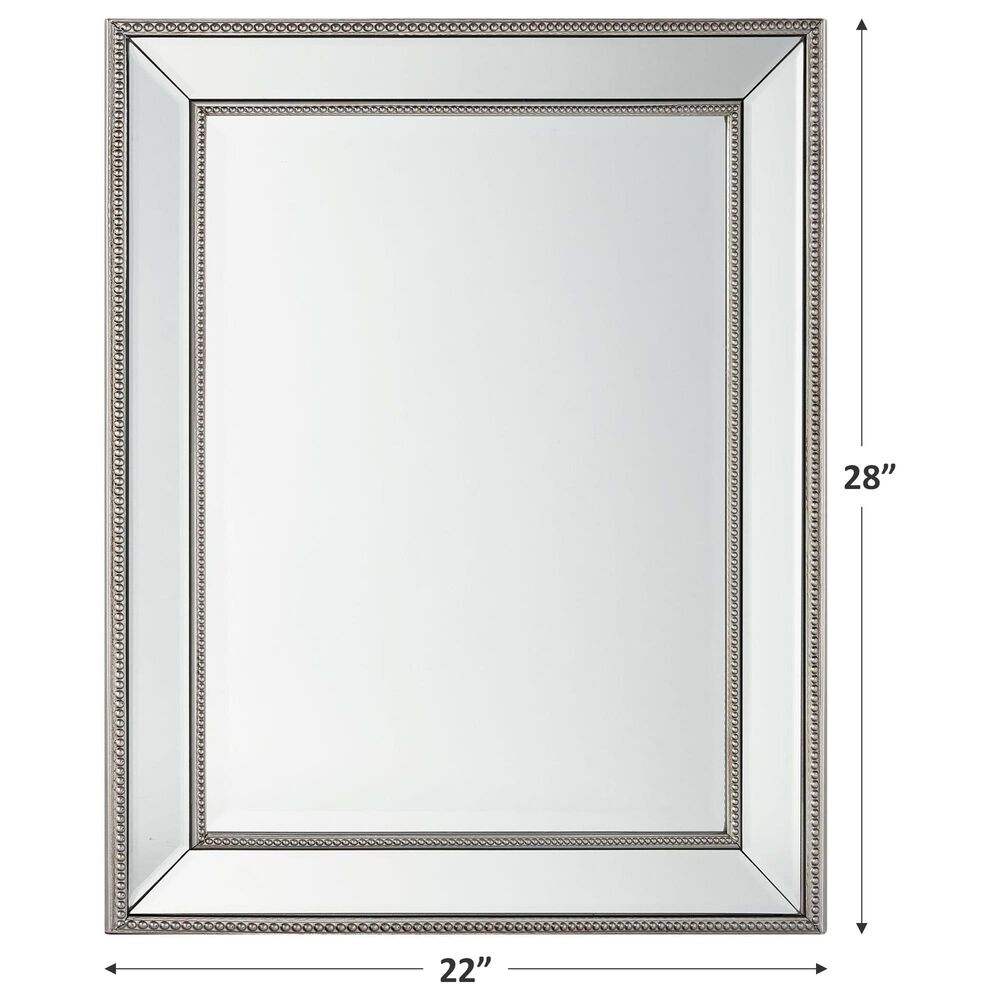 Garber Collection 28&quot; Beaded Mirror Frame Mirror in Silver, , large