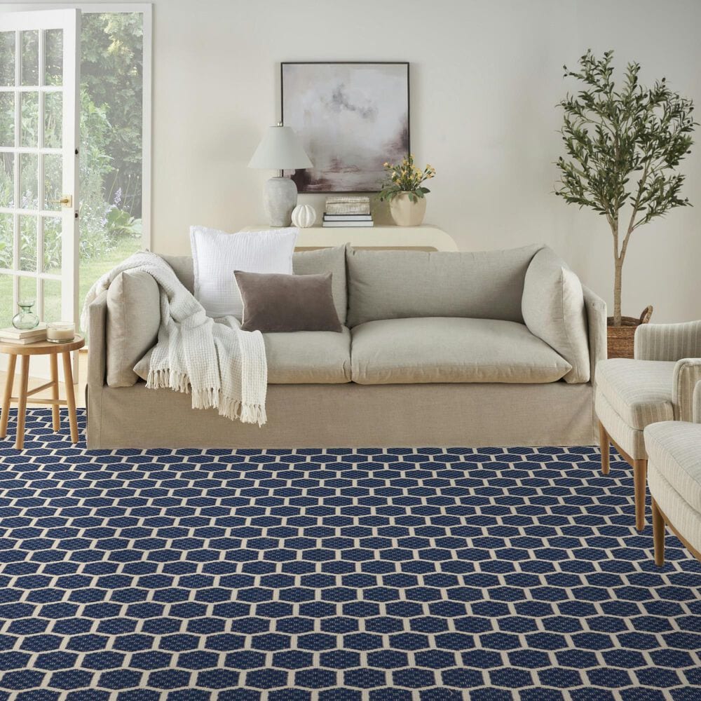 Nourison Twist Reversible 10&#39; x 14&#39; Navy Indoor/Outdoor Area Rug, , large