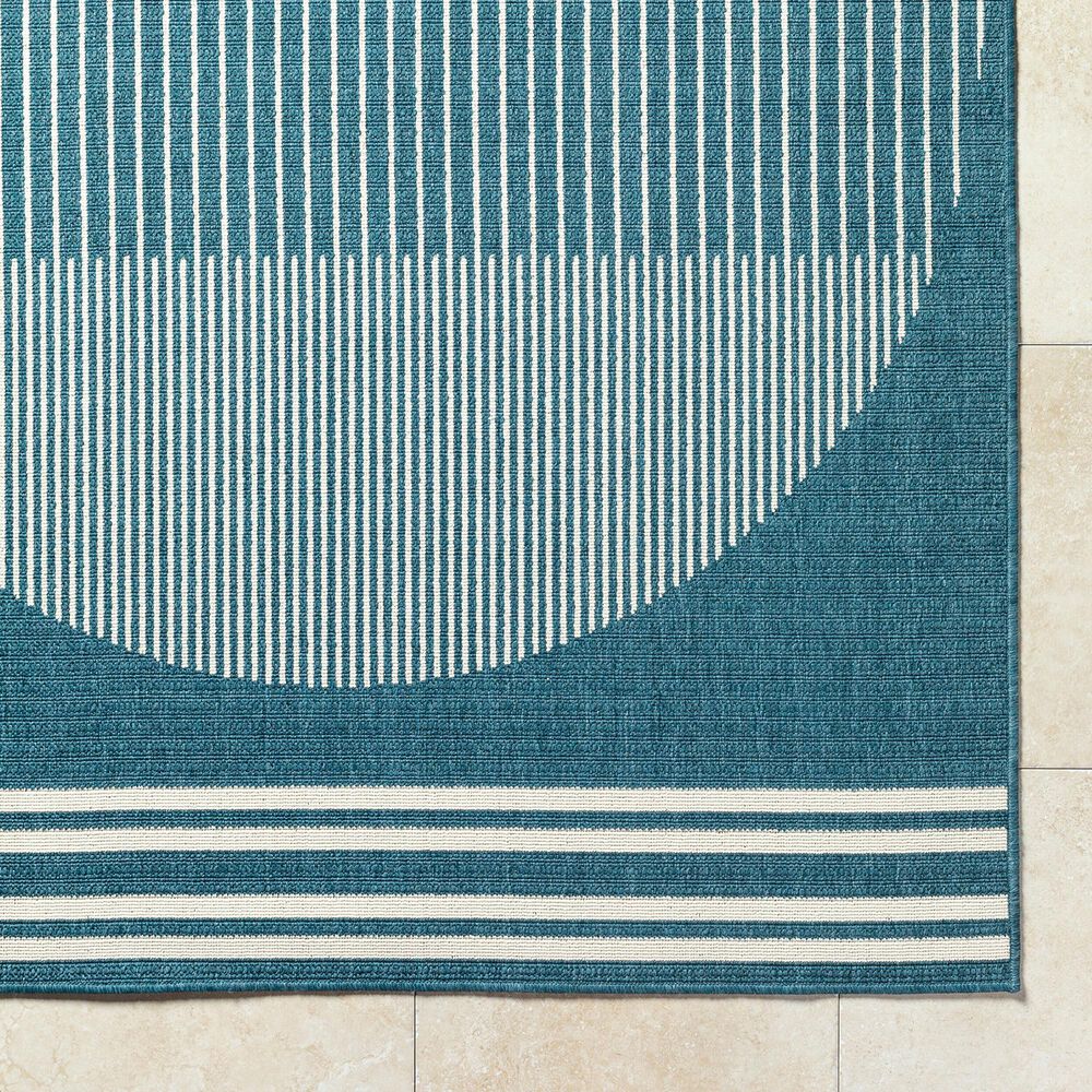 Surya Alfresco 2&#39;5&quot; x 11&#39;10&quot; Marine Blue, Light Silver, Slate Blue and Metallic Silver Indoor/Outdoor Runner, , large