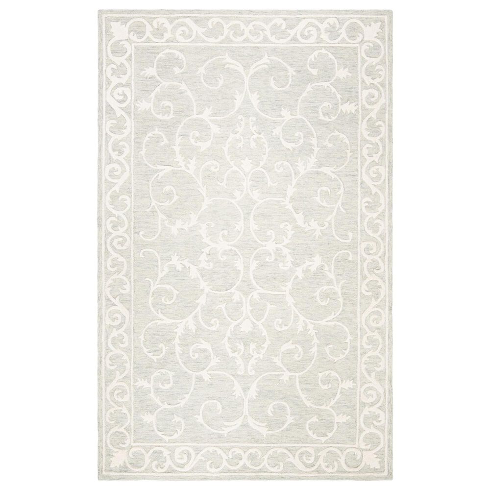 Safavieh Micro-Loop MLP507F 5" x 8" Light Grey and Ivory Area Rug, , large