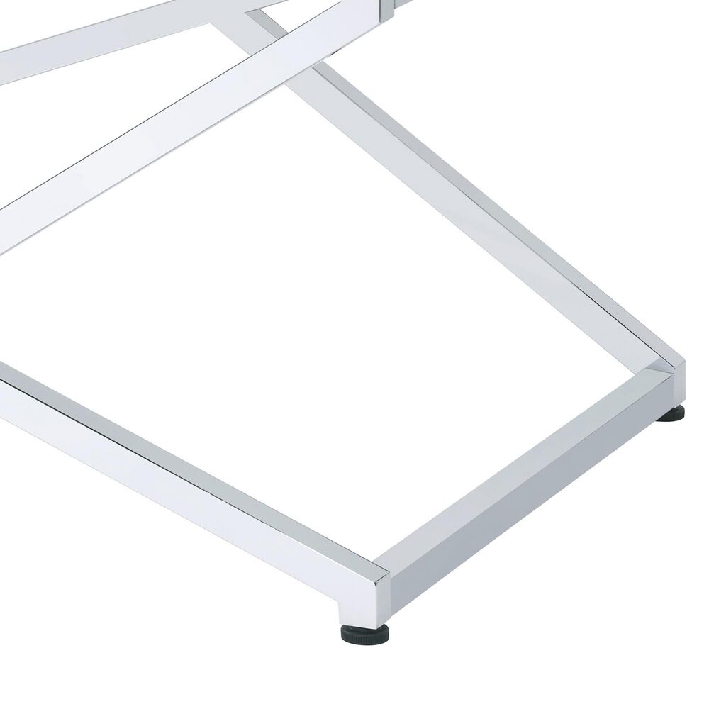 Furniture of America Moser Coffee Table Set in Glossy White and Chrome &#40;Set of 2&#41;, , large