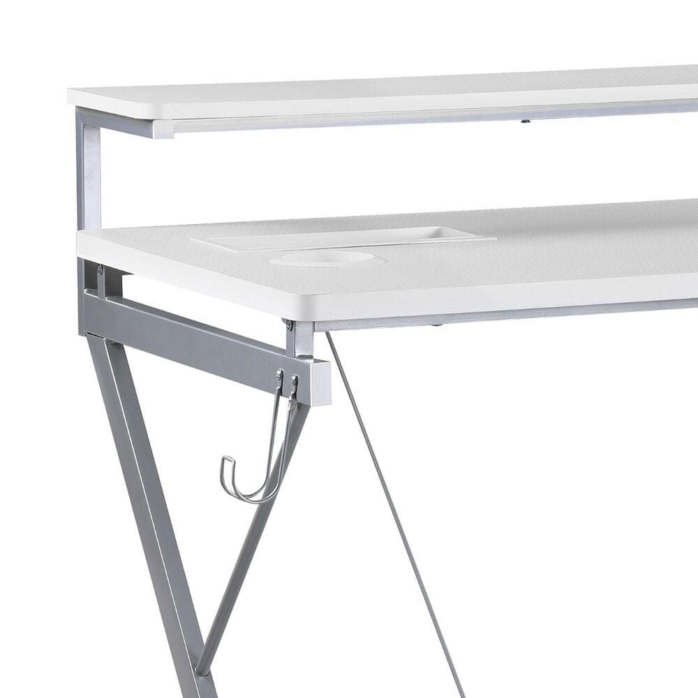 OSP Home Emulator Battlestation Gaming Desk in White and Carbon, , large