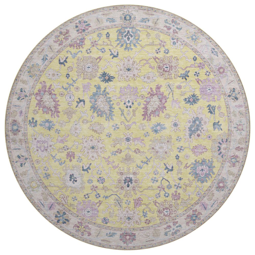 Dalyn Rug Company Hatay 8" Round Yellow Area Rug, , large