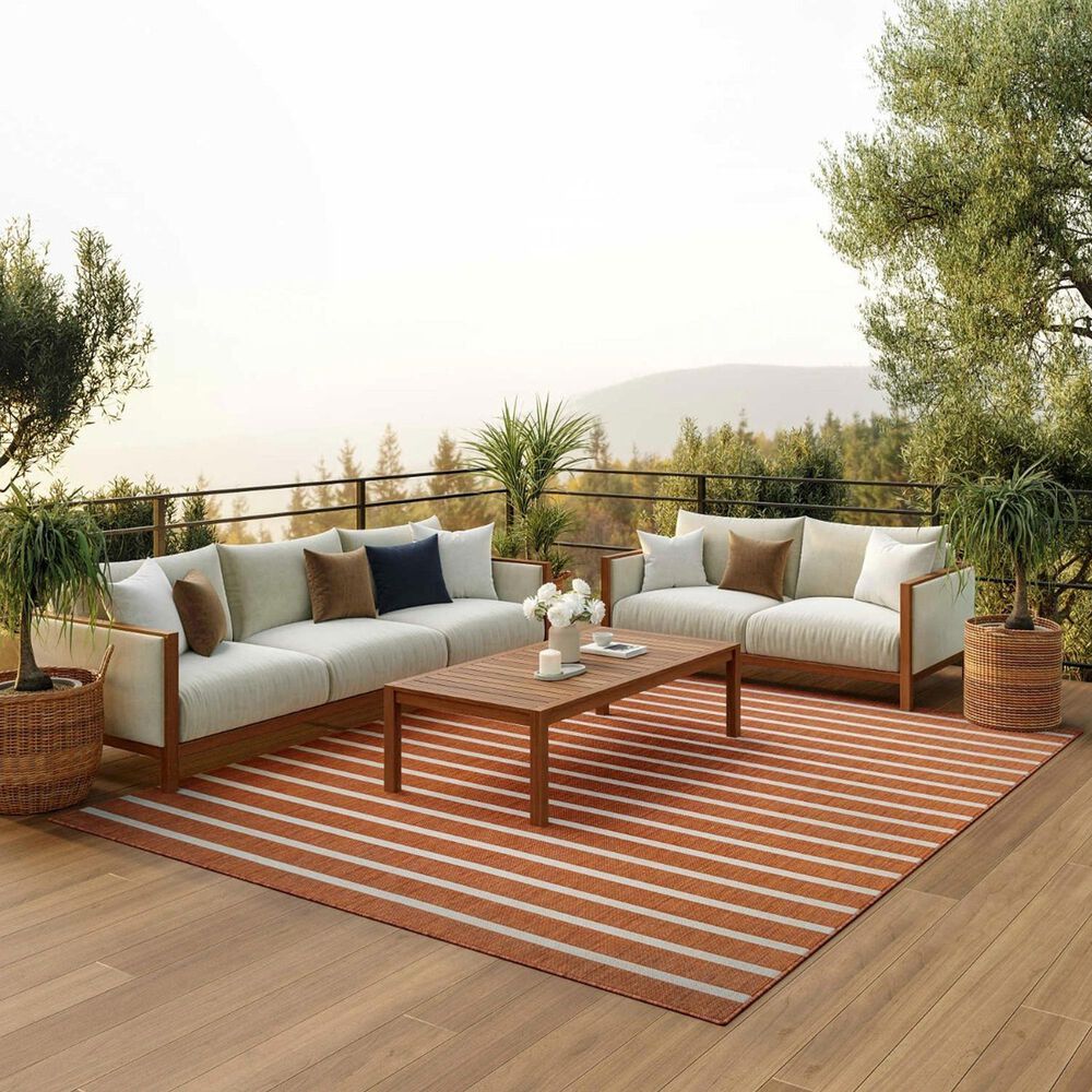 Nourison Positano POS03 Terracotta and Ivory 7&#39; x 10&#39; Indoor/Outdoor Area Rug, , large