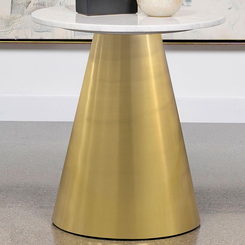 COAST Avon Round End Table in Gold and White, , large