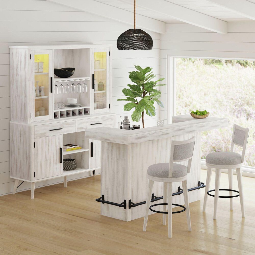 Mayberry Hill Rogen Swivel Bar Stool in Rustic White and Black, , large