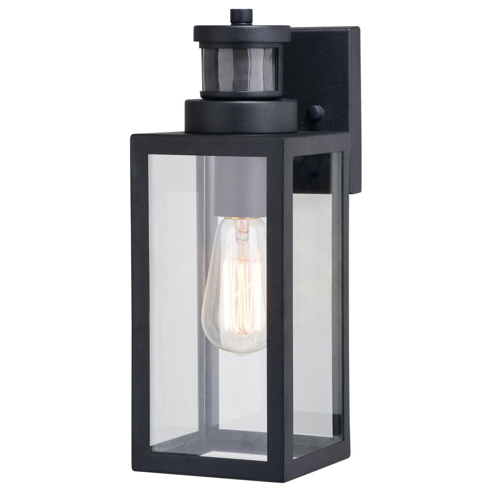Vaxcel Lombard 4.75" 1-Light Outdoor Motion Sensor Wall Lantern in Textured Black, , large