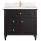 James Martin Vanities Lorelai 36" Single Vanity in Black Onyx with Single Hole 3 cm White Zeus Quartz Top & Backsplash, , large