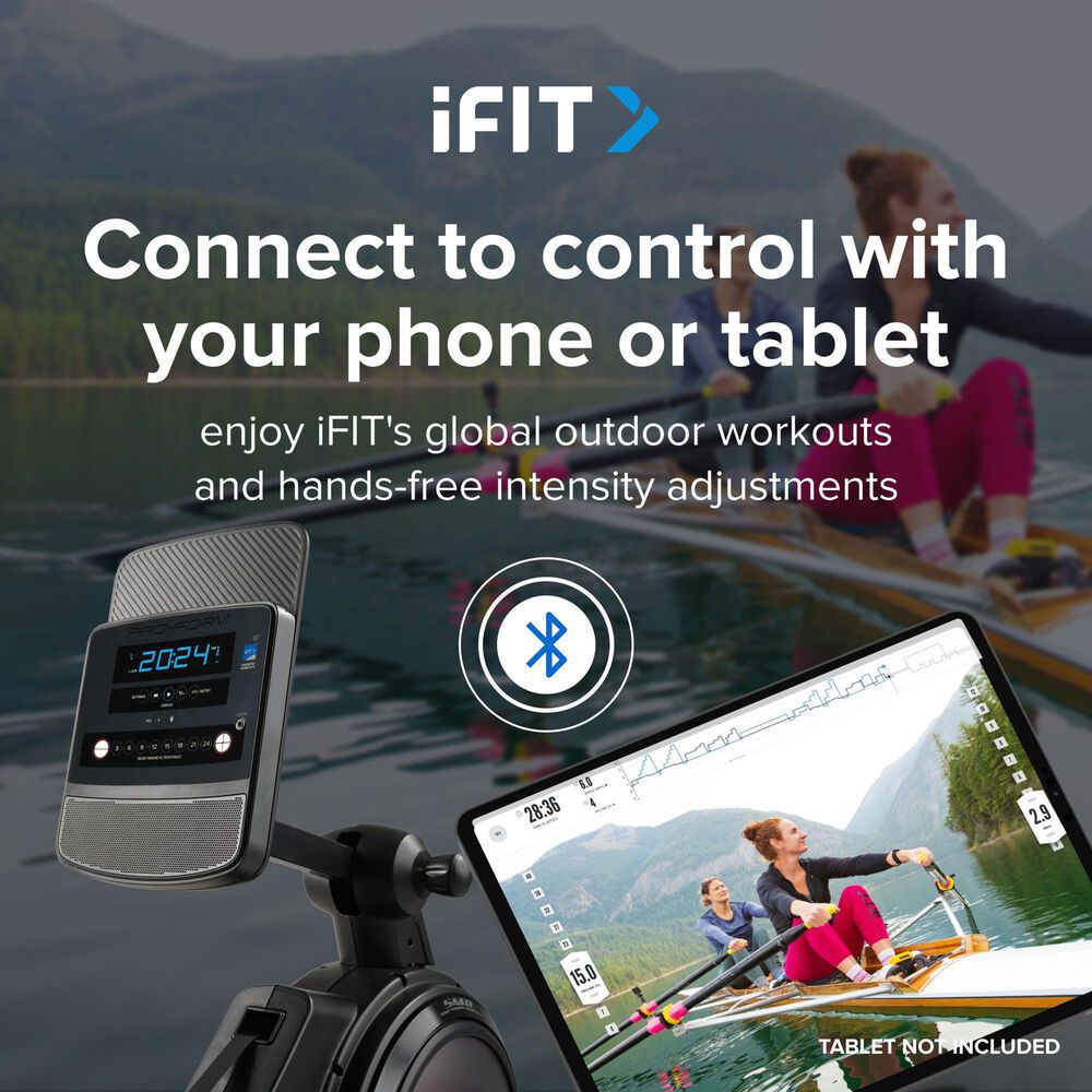 ProForm Trainer 500 Rower with 5&quot; Display, Built-in Tablet Holder and SpaceSaver Design in Black, , large