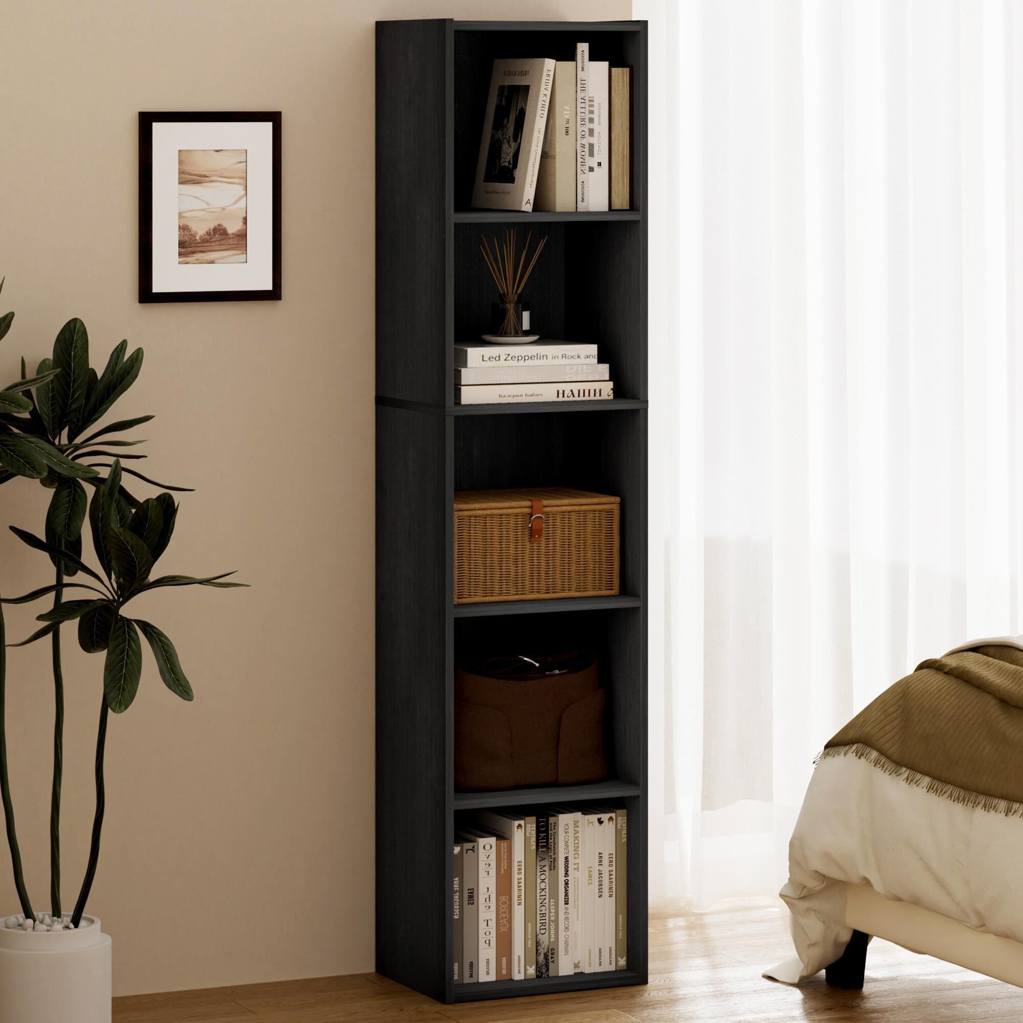 HOMLUX 5-Tier Cube Open Shelf Storage Organizer Bookcase in Blackwood