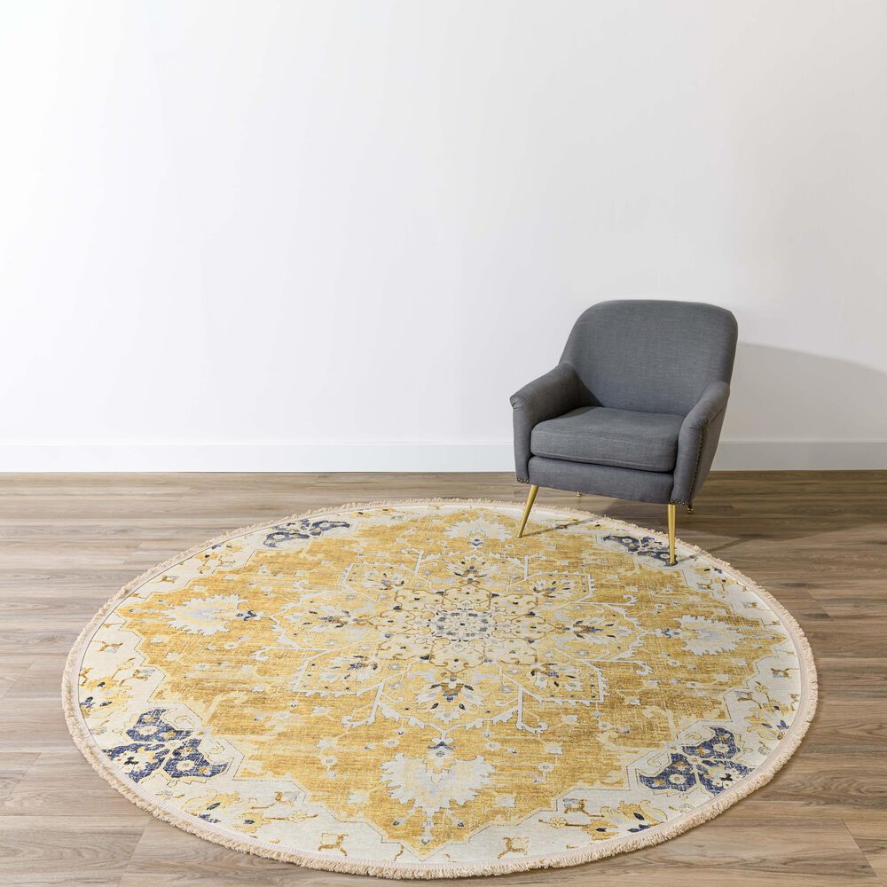 Dalyn Rug Company Marbella 8&#39; Round Gold Area Rug, , large