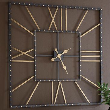 Ashley Thames Wall Clock in Black/Gold, , large