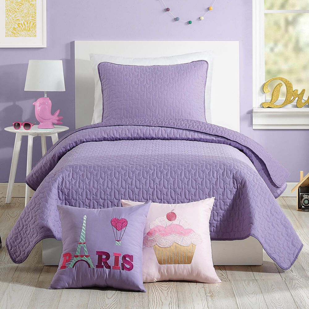 Peking Handicraft Coty 2-Piece Twin Quilt Set in Purple, , large