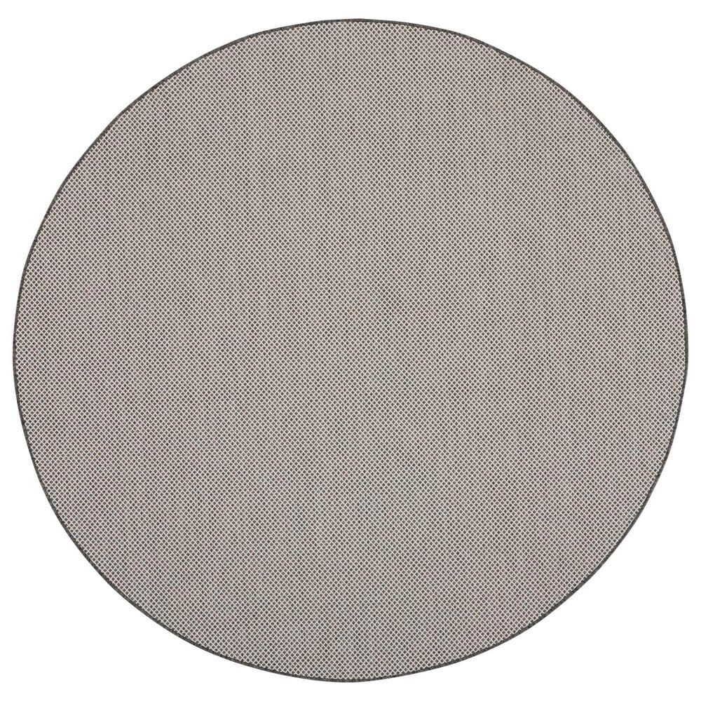 Nourison Courtyard Ivory and Charcoal 6&#39; Round Indoor/Outdoor Area Rug, , large