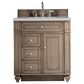 James Martin Bristol 30" Single Bathroom Vanity in Whitewashed Walnut with 3 cm Eternal Serena Quartz Top and Rectangle Sink, , large