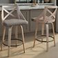 LumiSource Charlotte Swivel Counter Stool with Grey Faux Leather Upholstery in Light Grey and Black (Set of 2), , large