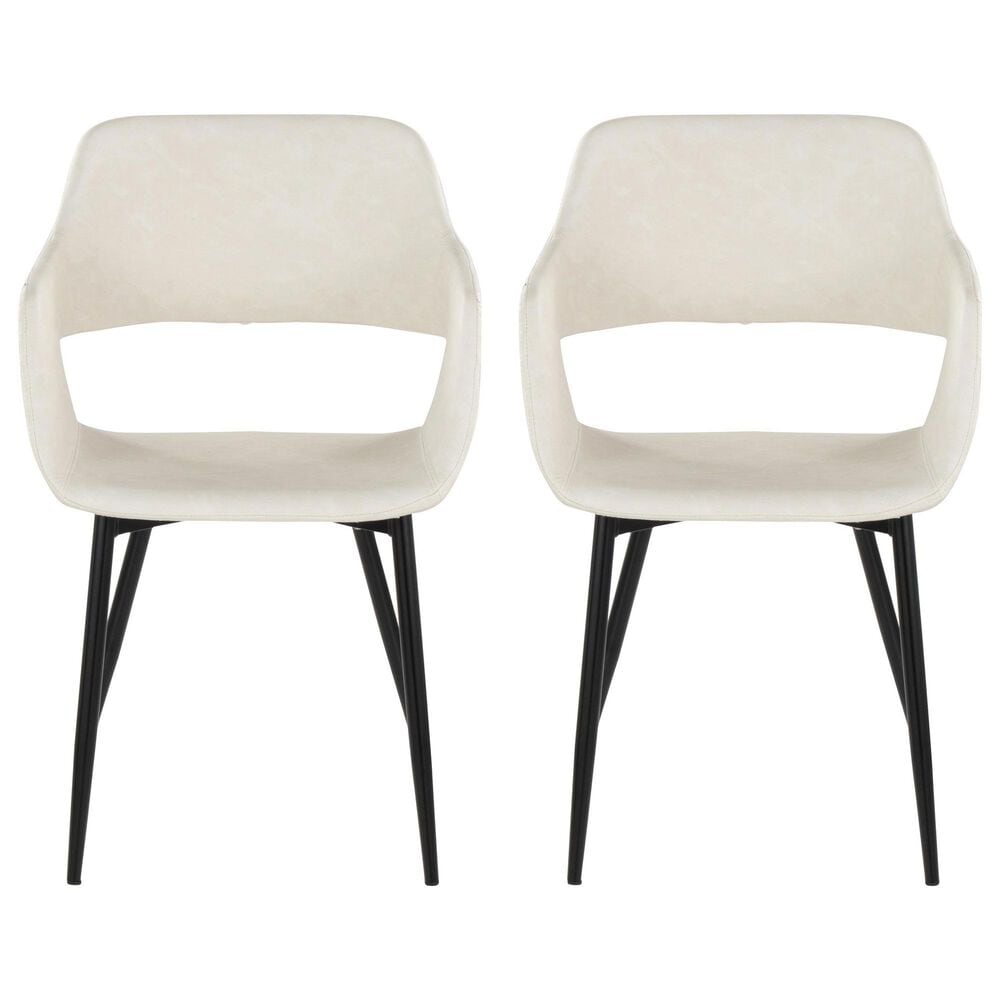 LumiSource Margarite Contemporary Dining/accent Chair in Black Metal and Cream Faux Leather by LumiSource - Set of 2, , large