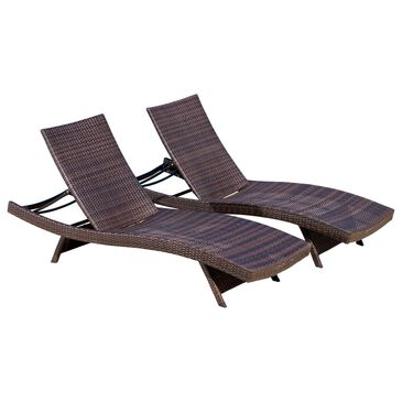 Noble House Salem Patio Chaise Lounge in Brown (Set of 2), , large