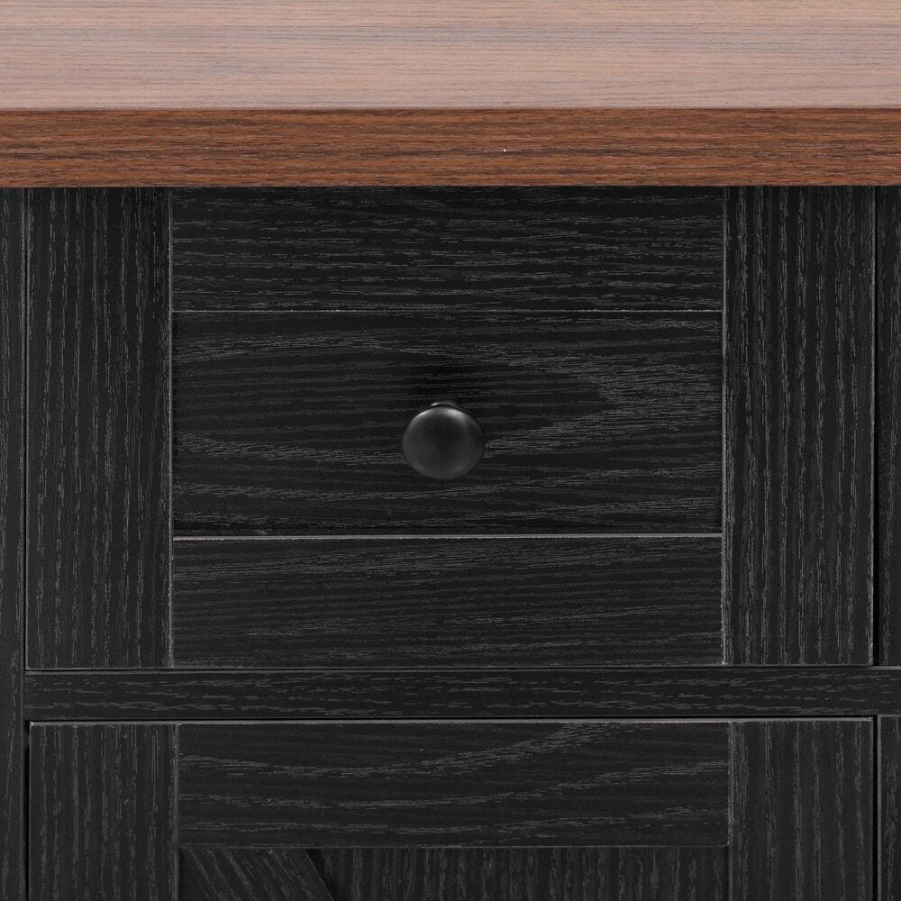 HOMLUX 53" Kitchen Island with Two Tempered Glass Cabinet Door in Black, , large