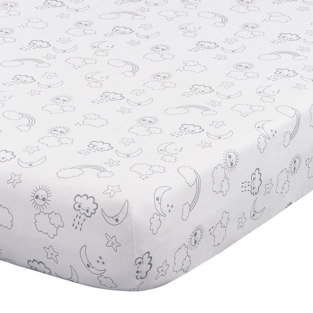 Oxford Baby Cloud Nine 3-Piece Baby Crib Nursery Bedding Set in White and Gray, , large