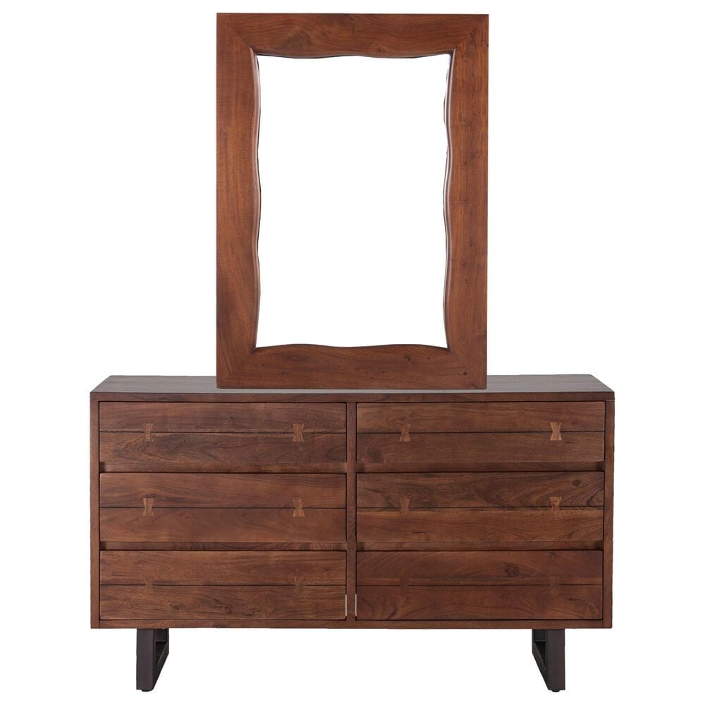 Home Trends & Design Aspen 6-Drawer Dresser and Mirror in Walnut Brown and Antique Zinc, , large