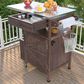 HOMLUX 40.5" Outdoor Kitchen Island with One Drawer in Brown and Stainless Steel, , large