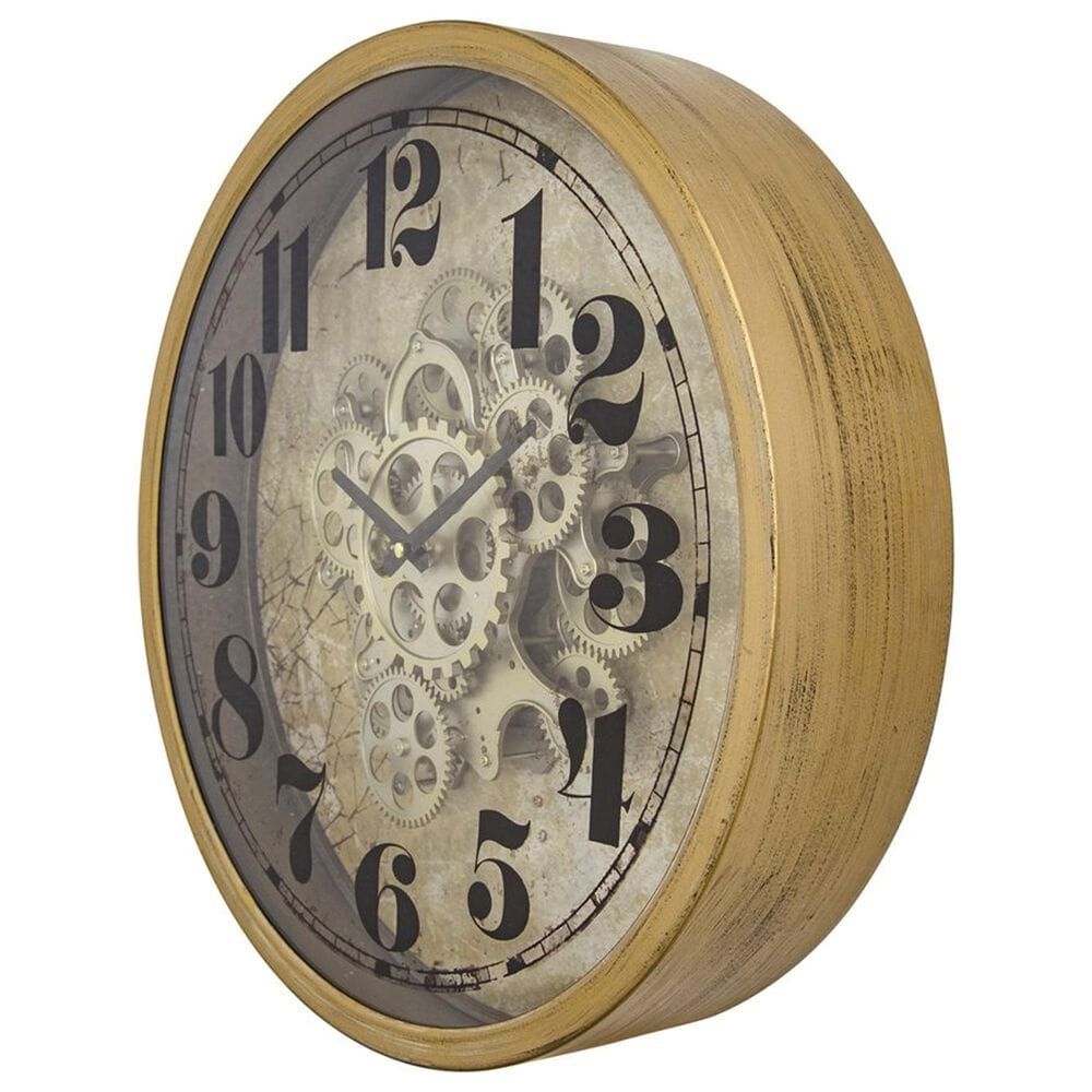 Yosemite Home Decor Gold Round Gear Wall Clock in Gold, Light Cream, Beige and Black, , large