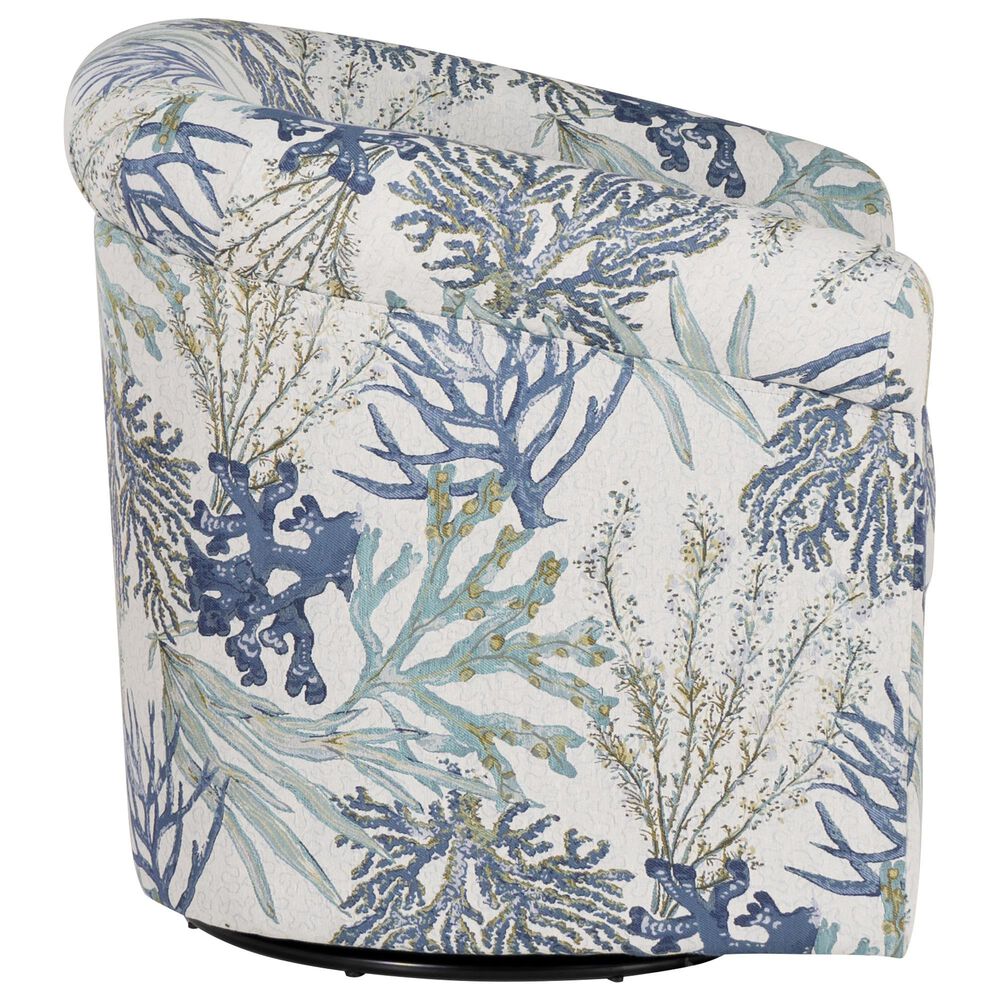 Linon Home Decor Bonnie Swivel Club Chair in Ocean Blue and White, , large