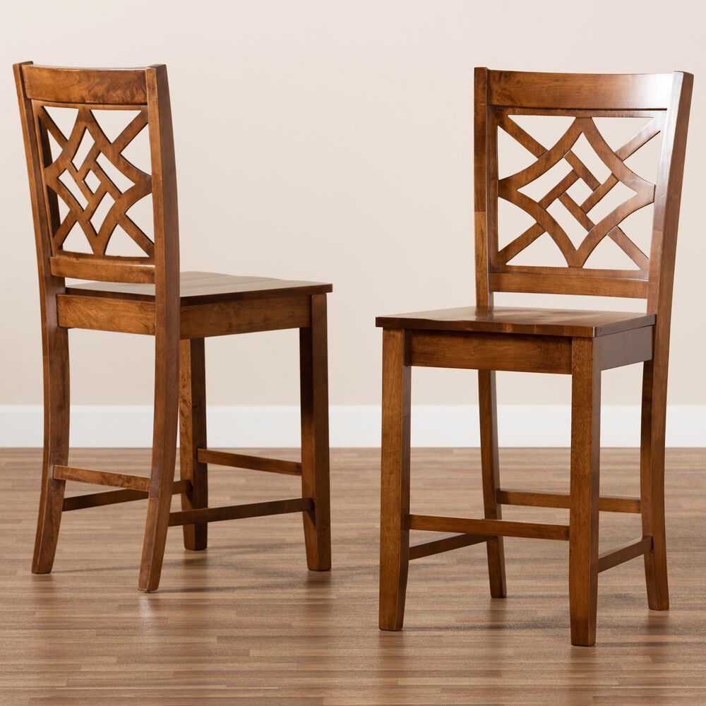Baxton Studio Nicolette Counter Stool in Walnut Brown (Set of 2), , large