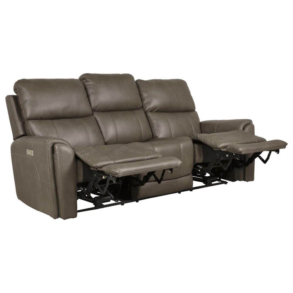 Flexsteel Carter Power Reclining Sofa with Console and Power Headrests and Lumbar in Gray, , large