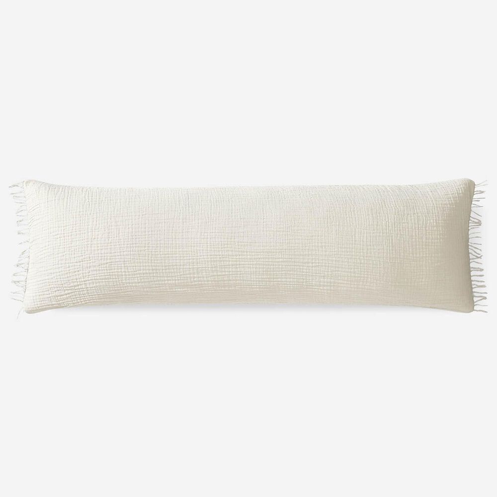 Sunday Citizen Snug Muslin 48" x 14" Lumbar Throw Pillow in Natural Beige, , large