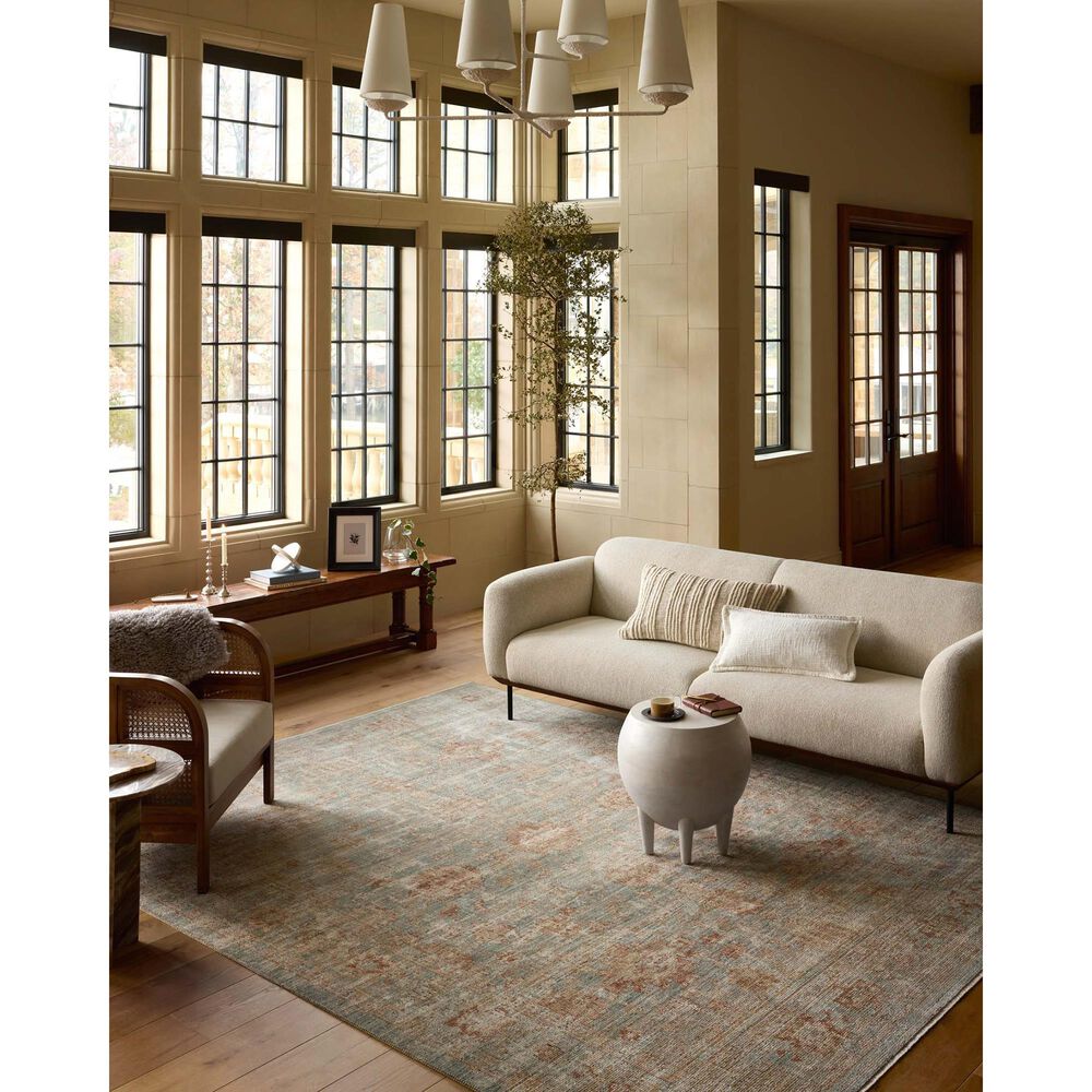Loloi Heritage 8&#39; x 10&#39; Aqua and Terracotta Area Rug, , large