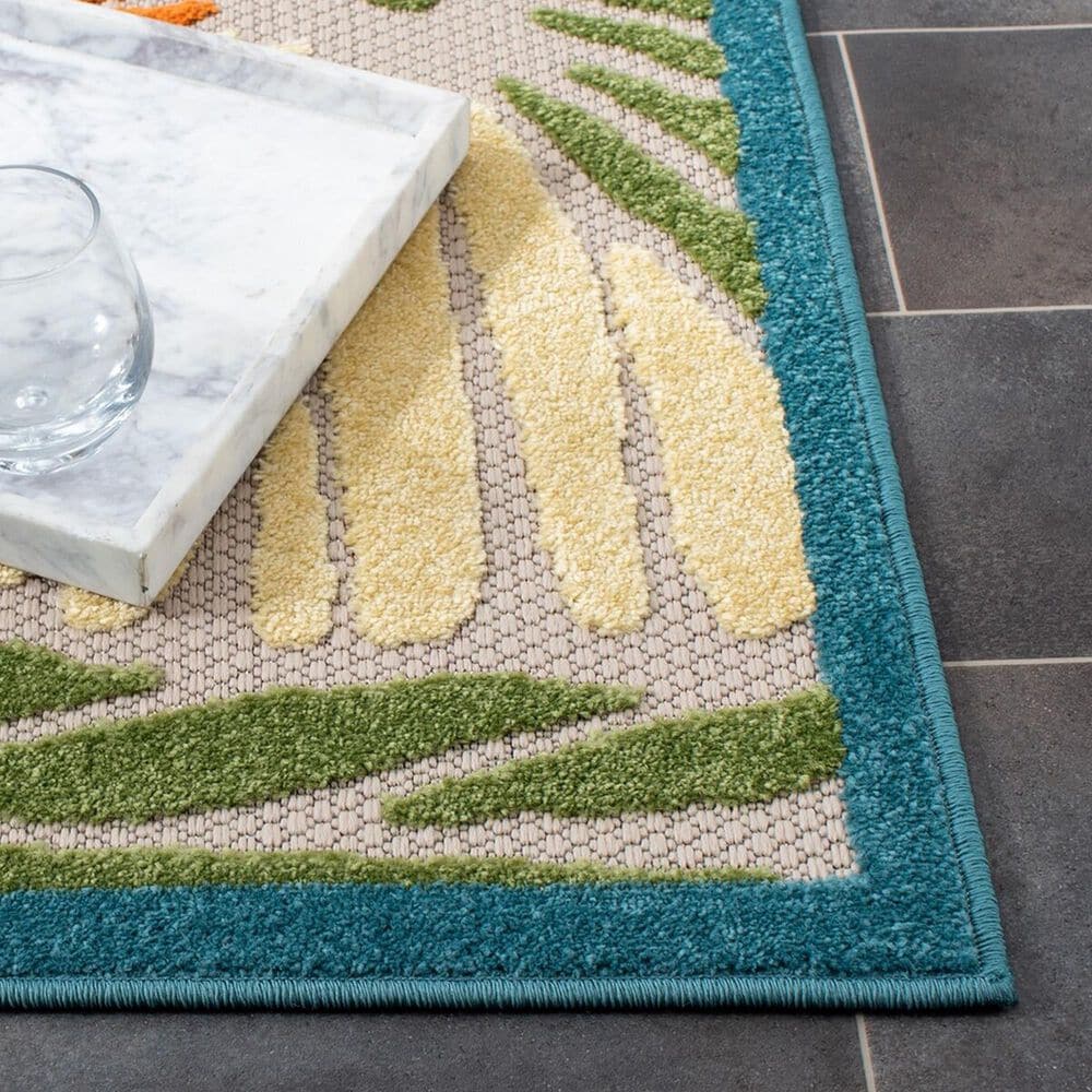 Safavieh Cabana CBN356A 6&#39;7&quot; Square Ivory and Blue Indoor/Outdoor Area Performance Rug, , large