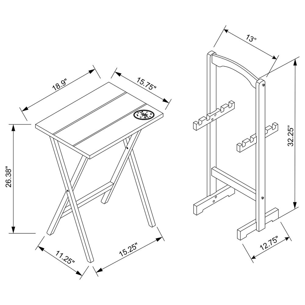 Linon Home Decor Compass Folding TV Tray Table Set with Stand in Light Gray (Set of 4), , large