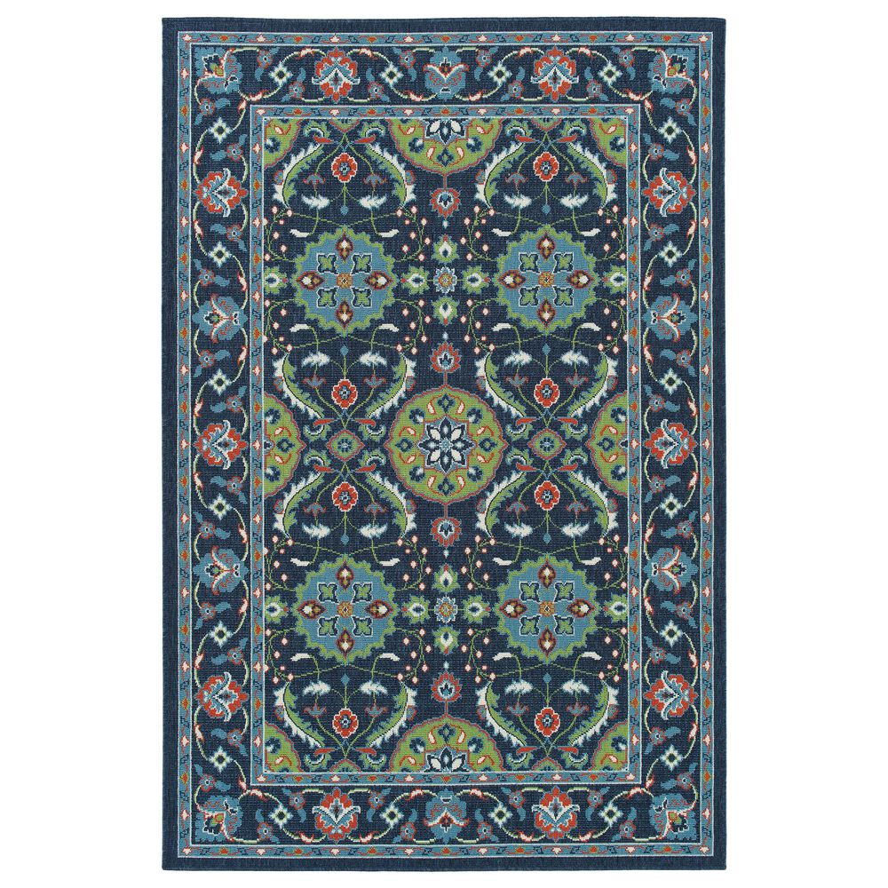 Kaleen Rugs Sunice 2"2" x 8" Navy, Light Blue, Lime Green, Ivory and Tangerine Runner, , large