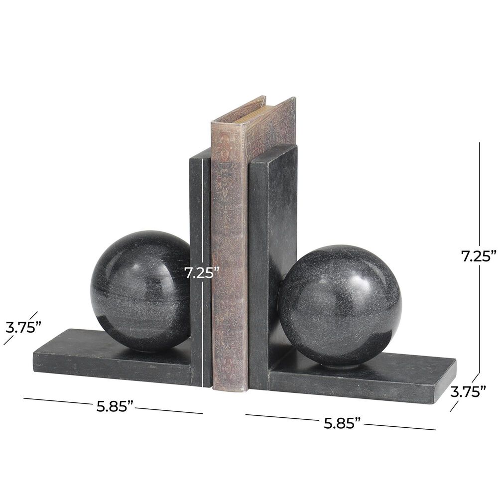 Maple and Jade Sleek Orb Decorative Bookend in Polished Black and Gray &#40;Set of 2&#41;, , large