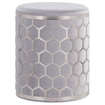 Lumisource Honey Ottoman in Silver Velvet, , large