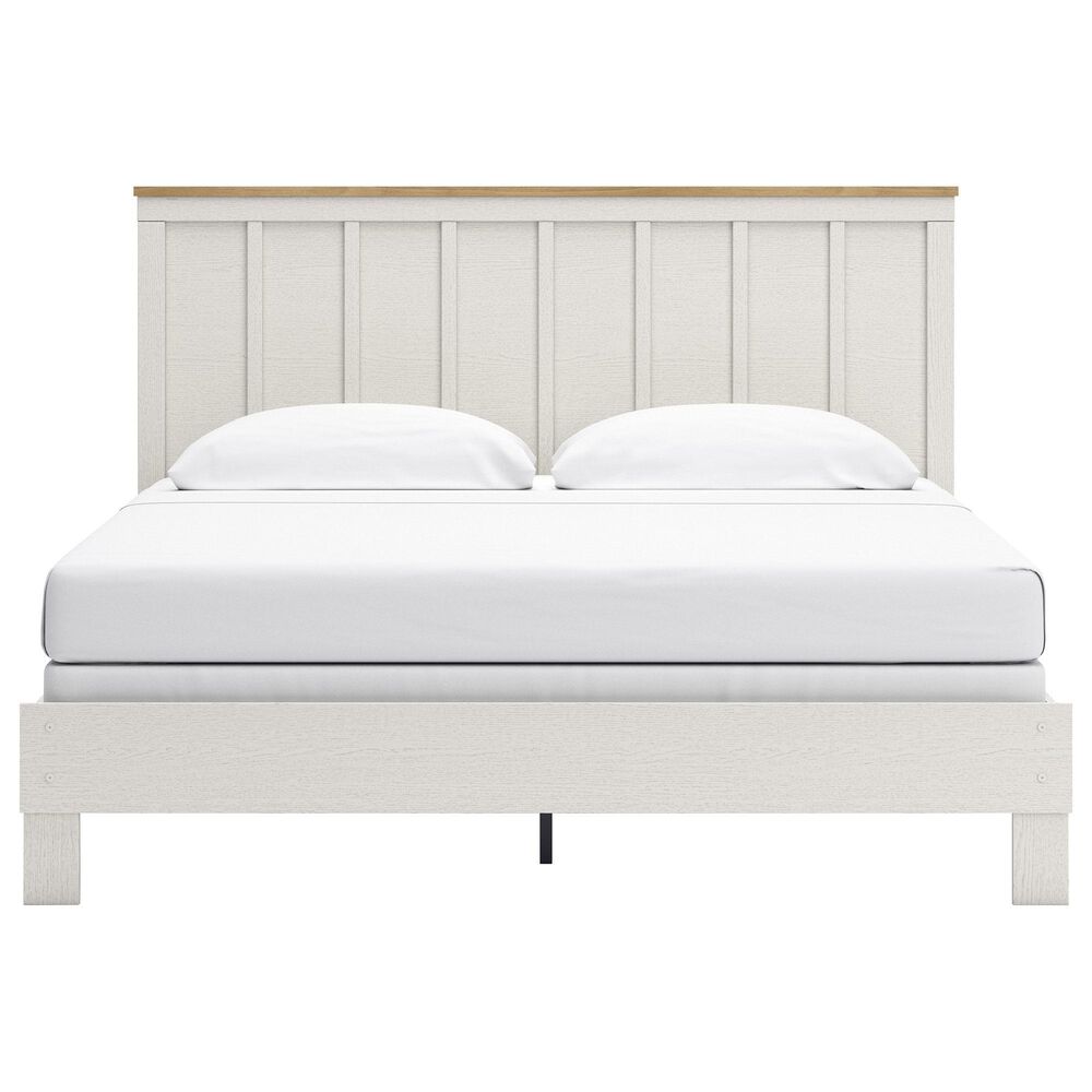 Ashley Linnocreek 5-Piece King Bedroom Set in White and Warm Brown, , large