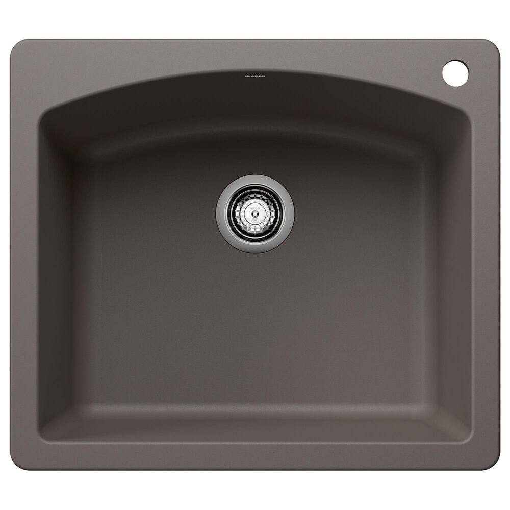 Blanco Diamond 25" Single Bowl Dual Mount Kitchen Sink in Volcano Gray, , large