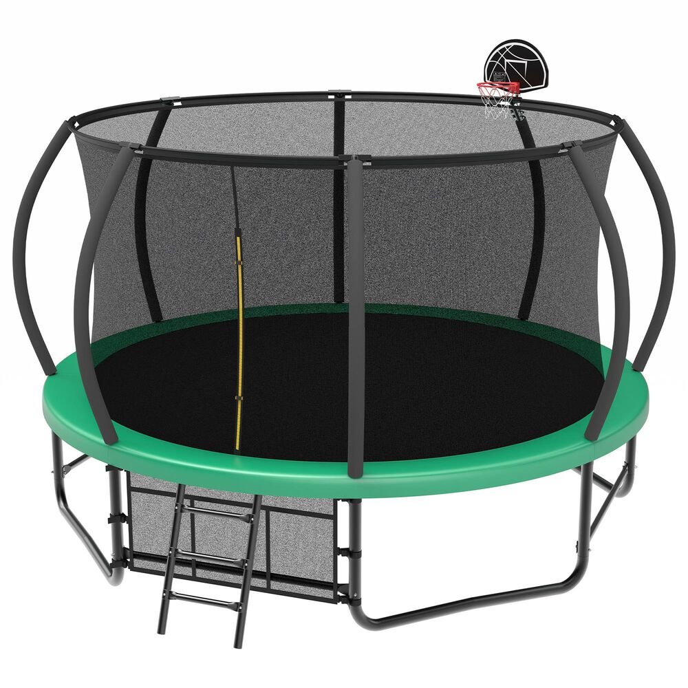HOMLUX 14' Outdoor Trampoline in Green, , large