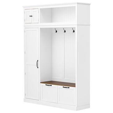 GigaCloud 3-in-1 Hall Tree with 2 Drawers and Seat Bench in White, , large
