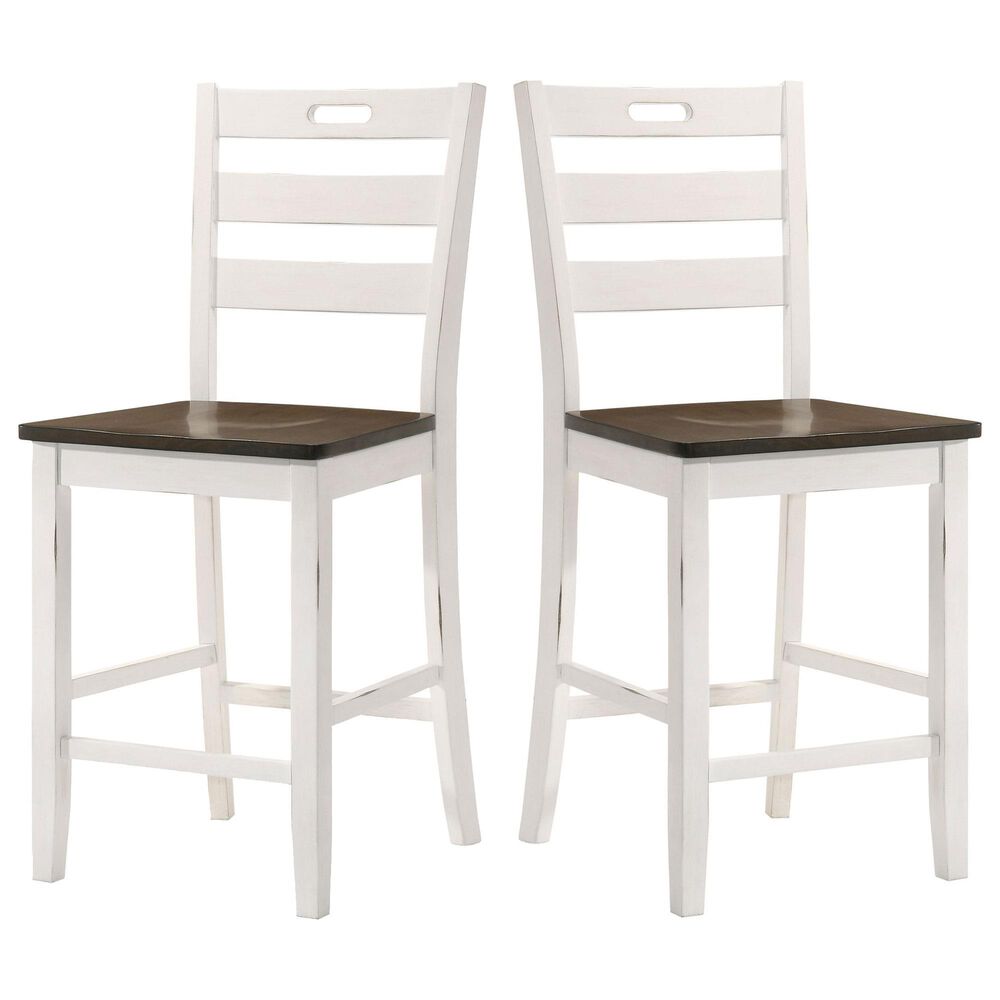 Furniture of America Kermit Counter Chair in Oak/Sea White (Set of 2), , large