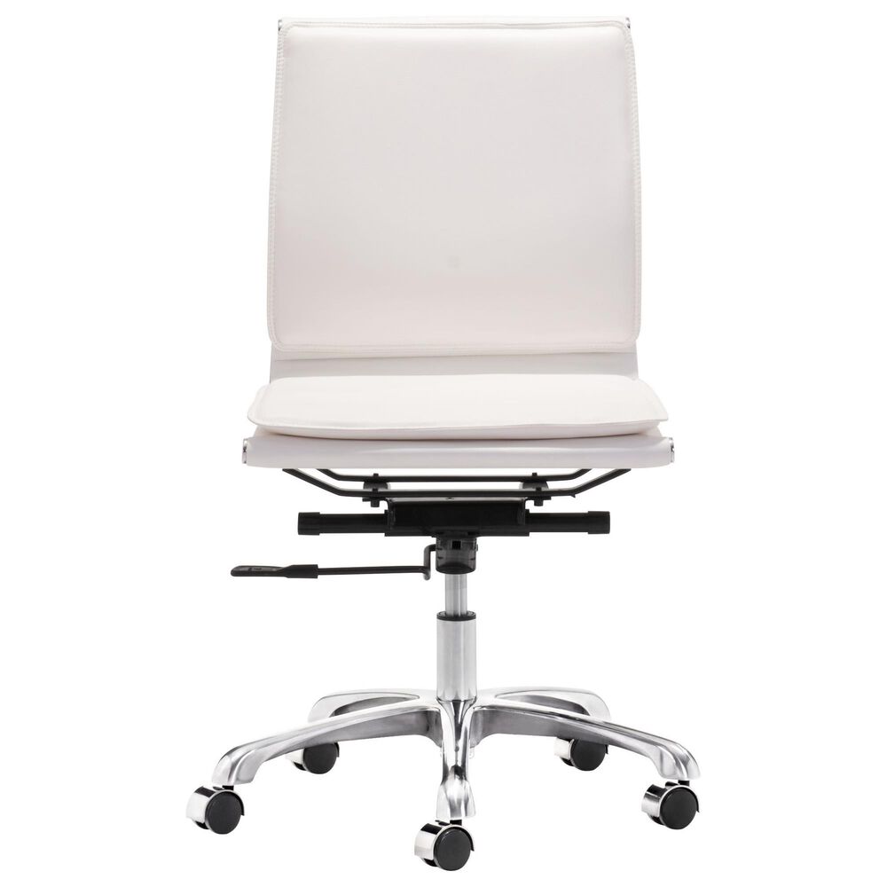 Zuo Modern Lider Plus Office Chair in White and Silver, , large